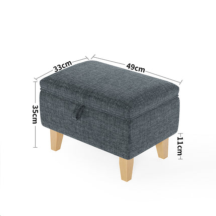 Linen Upholstered Storage Ottoman Footstool