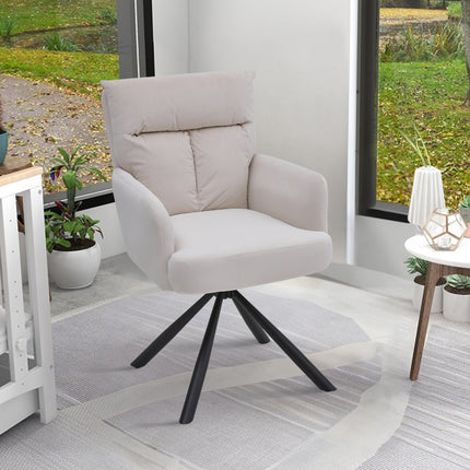 Modern Upholstered Swivel Armchair with Black Legs