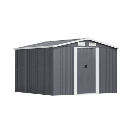 8x8FT Metal Garden Storage Shed with Sliding Door