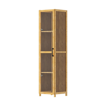 4-Tier Narrow Bookcase Storage Cabinet with Acrylic Door