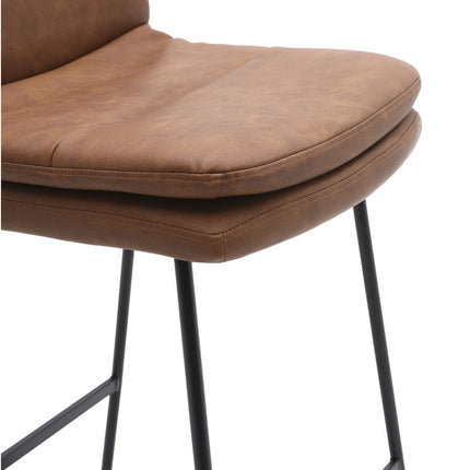 2Pcs Modern Faux Leather Breakfast Bar Stools,Brown 104cm H