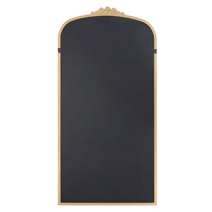 Gold Arched Decorative Vanity Mirror with Carved Frame