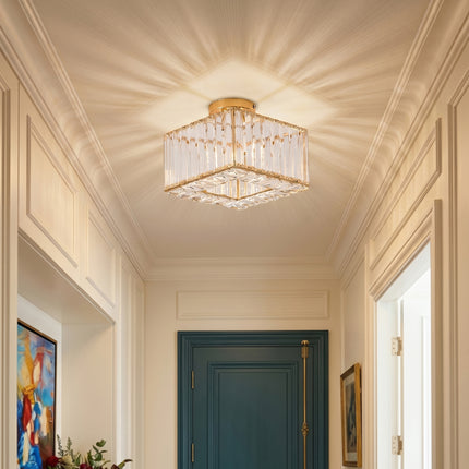 Semi Flush Mount Ceiling Light with Crystal Shade