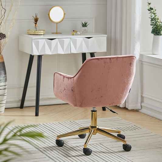Velvet Upholstered Home Office Swivel Task Chair Ash Pink
