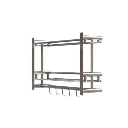 2-Tier Wall Mounted Stainless Steel Bathroom Shelf with Towel Bars