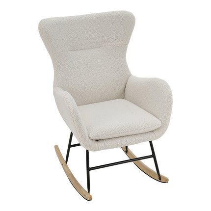 Comfy Sherpa Upholstered Rocking Accent Chair with High Backrest and Armrests