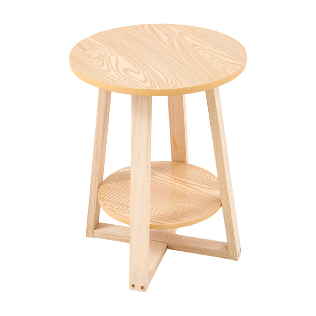 2-Tier Round Wooden Coffee Side Table