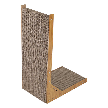 Corrugated L-shaped Cat Scratcher with Toys