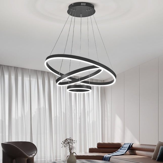 Modern 3 Ring Aluminum Round Hanging LED Pendant White Light