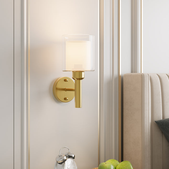 Golden Modern Wall Lamp with Double Layer Glass Shade