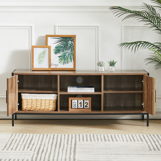 Brown Rustic Metal Frame TV Stand