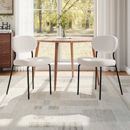 2Pcs Upholstered Dining Chair with Metal Frame