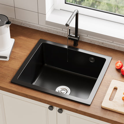 Single Bowl Kitchen Sink with Strainer Waste Kit