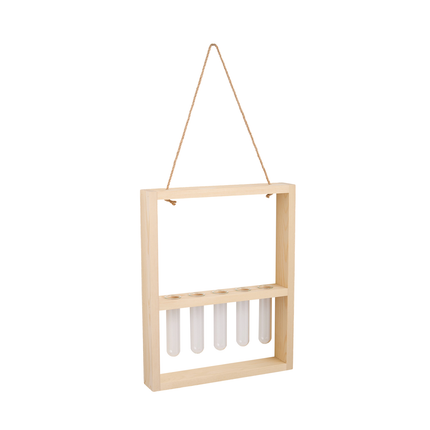 5-Tube Wall Hanging Plant Propagation Station with Wooden Frame