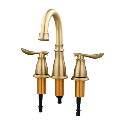 Double Handle Bathroom Sink Faucet with Drainer