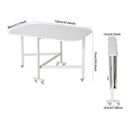 Folding Drop Leaf Table with 6 Wheels