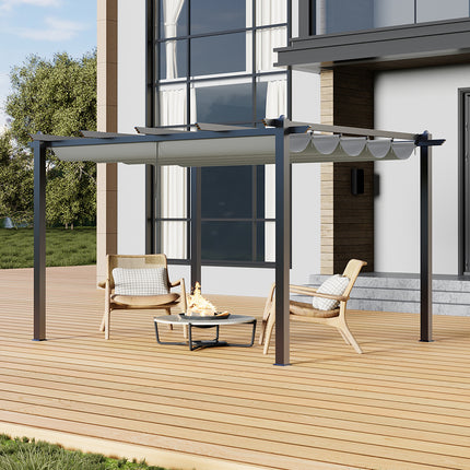 13x10ft Aluminium Pergola with Retractable Roof