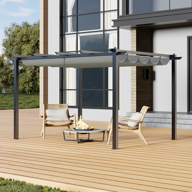 13x10ft Aluminium Pergola with Retractable Roof