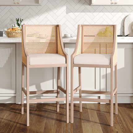 Set of 2 Modern Upholstered High Bar Stools