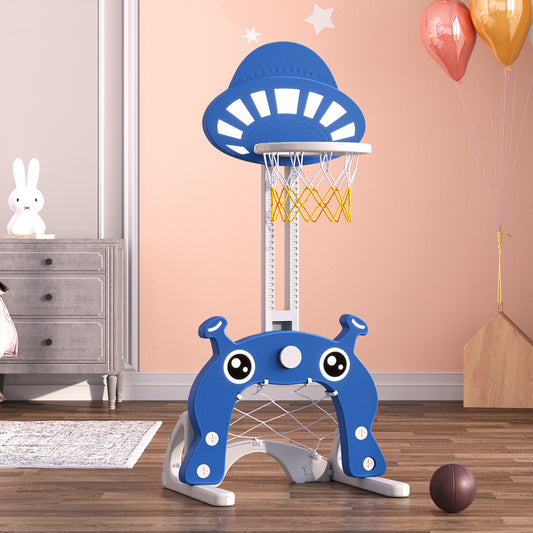 Blue 2 in 1 Toddler Basketball Hoop Football Goal Set