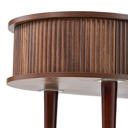 Wooden Oval Lift-Top Coffee Table with Hidden Compartment