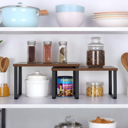 Set of 2 Stackable Kitchen Spice Storage Racks Countertop Shelves