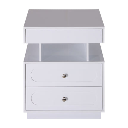 Modern 3-Drawer Bedside Table with RGB Lighting