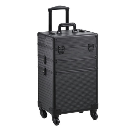 3in1 Cosmetic Train Case with Detachable Beauty Storage Box,Black