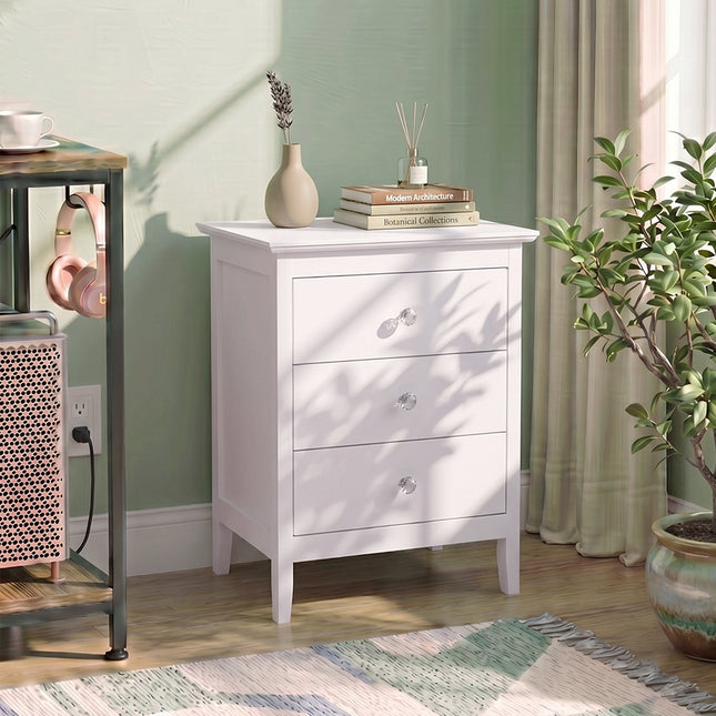 Wooden Nightstand Bedside Table with 3 Drawers