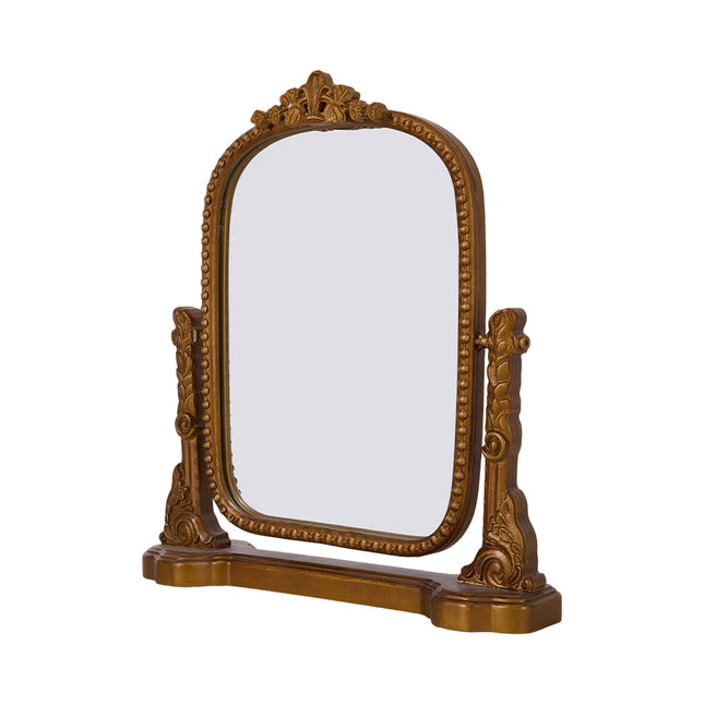 Gold Decorative Vanity Mirror with Stand