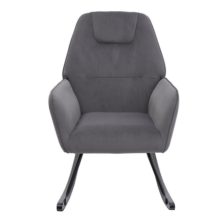 Grey Frosted Velvet Rocking Chair for Living Room
