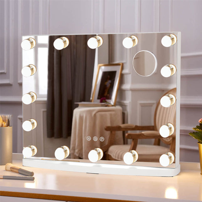 Rectangle Hollywood LED Lighted Cosmetic Mirror 50x42cm