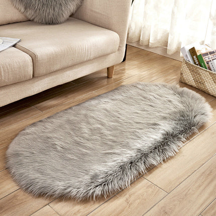 Oval Super Soft Shaggy Area Rug Grey 90cm
