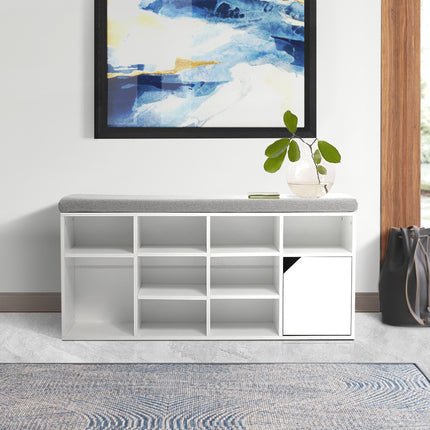 White Padded Shoe Storage Bench