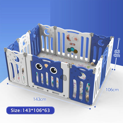 Kids Child Playpen Foldable Safety Gate Fence with Lock, Blue 12 Panels
