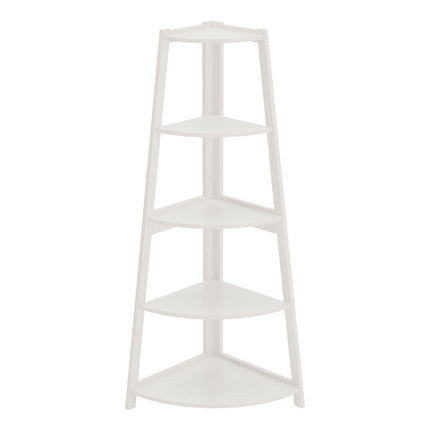 White 5 Tier Ladder Shaped Corner Shelf Rack Bookcase