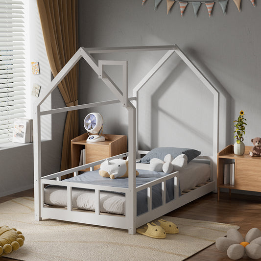 Pine Wood Kid Single Bed Frame with House Frame