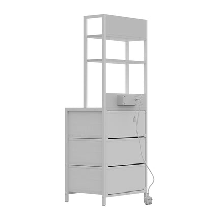 3-Drawer Nightstand with Charging Station & RGB Light Strip