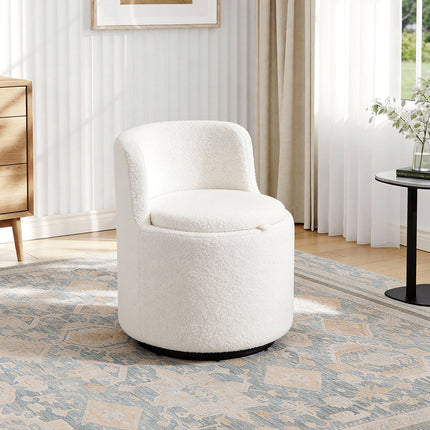 360° Upholstered Sherpa Swivel Chair with Storage