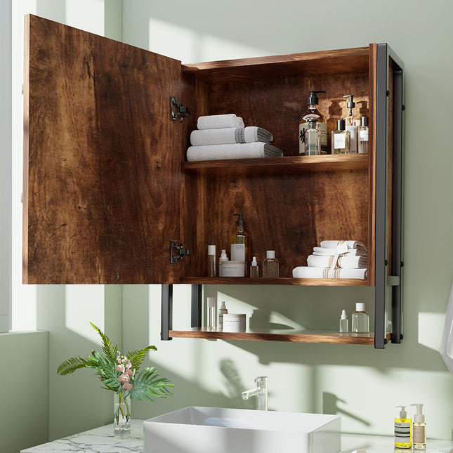 Wall-Mounted 3-Layer Mirror Cabinet with Metal Frame