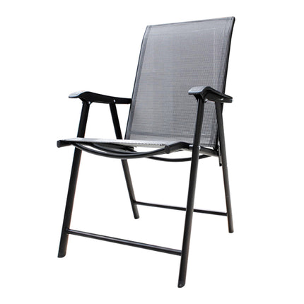 Metallic-Frame and Fabric Outdoor Foldable Chairs Set of 2