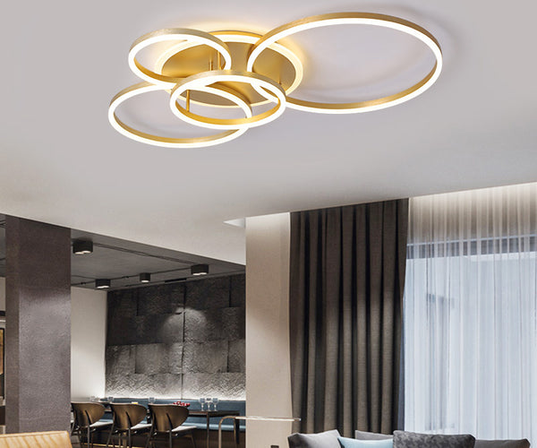Modern Round LED Chandelier Ceiling Light 5 Circle Cool