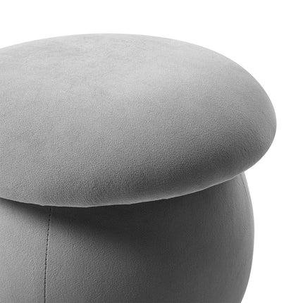Velvet Mashroom Shape Pouffe Footstool  Grey