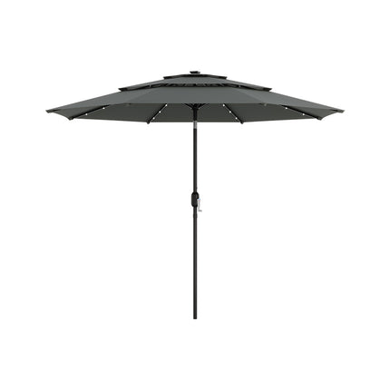 Outdoor 3-Tier Umbrella with Solar Lights without Base