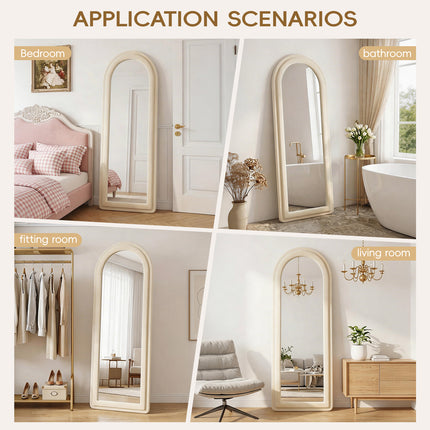 160cm Double Arched Full-Length Mirror with Safety Film & Velvet-Wrapped MDF Frame