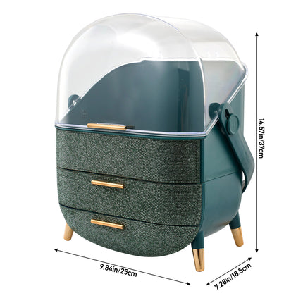 Countertop Portable Oval Makeup Storage Box with Transparent Cover