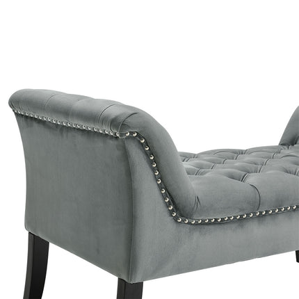Grey Velvet Upholstered Bedroom Bench