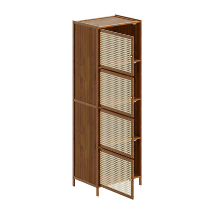 4-Tier Narrow Bookcase Storage Cabinet with Doors