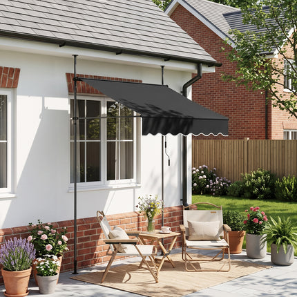 Outdoor Manual Retractable Patio Awning with Hand Crank 150-300cm W