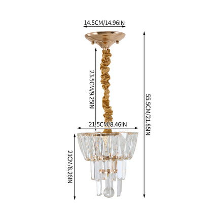 Crystal Ceiling Light with Gold Frame